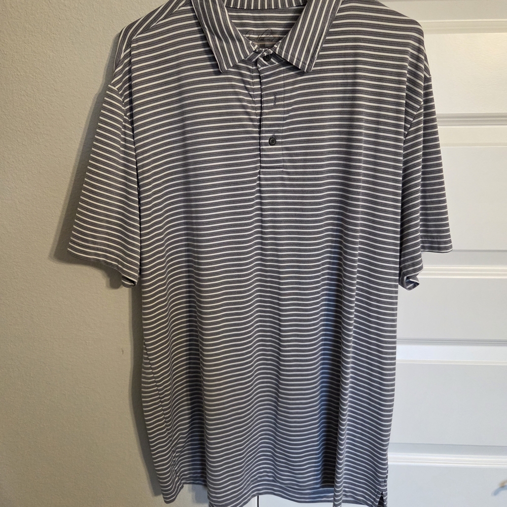 Classic Gray Striped Polo Shirt